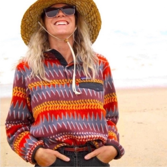 Patagonia Synchilla Snap-T Fleece Pullover Laughing Waters Dark Ruby Size med - Picture 1 of 11